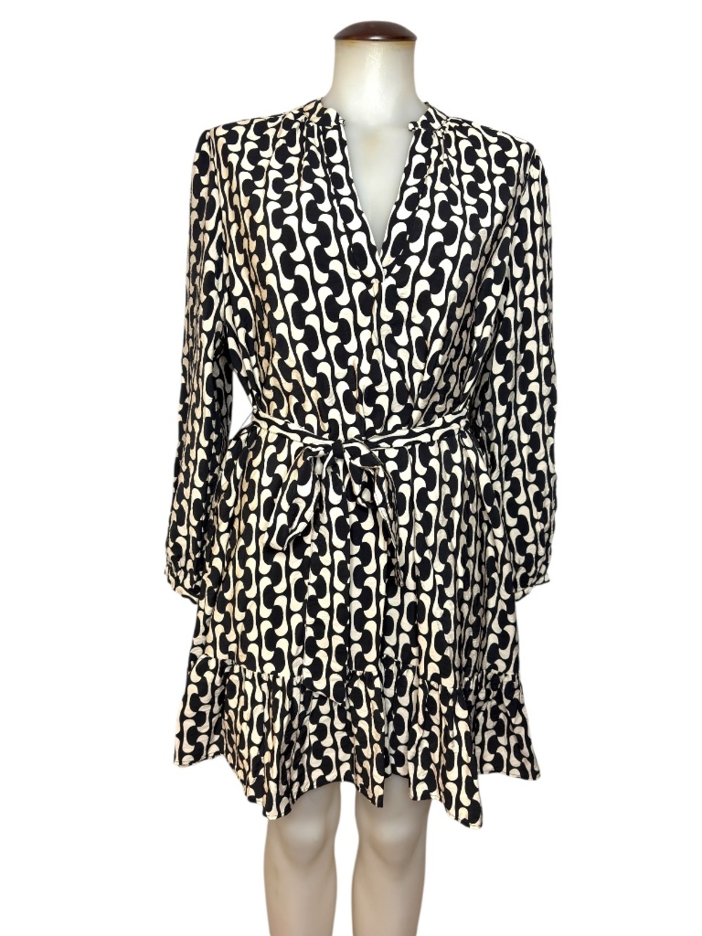 Black & Cream Abstract Print  Dress
